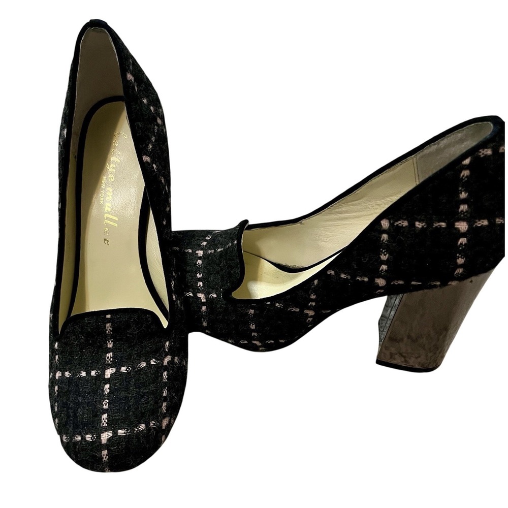Bettye Muller Tweed Loafer Pumps 8.5M Block Heel Old Money Quiet Luxury Preppy - Picture 2 of 9